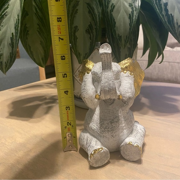 Cute Elephant 7 inch Decor Statue Gold/White/Gray - Picture 7 of 8